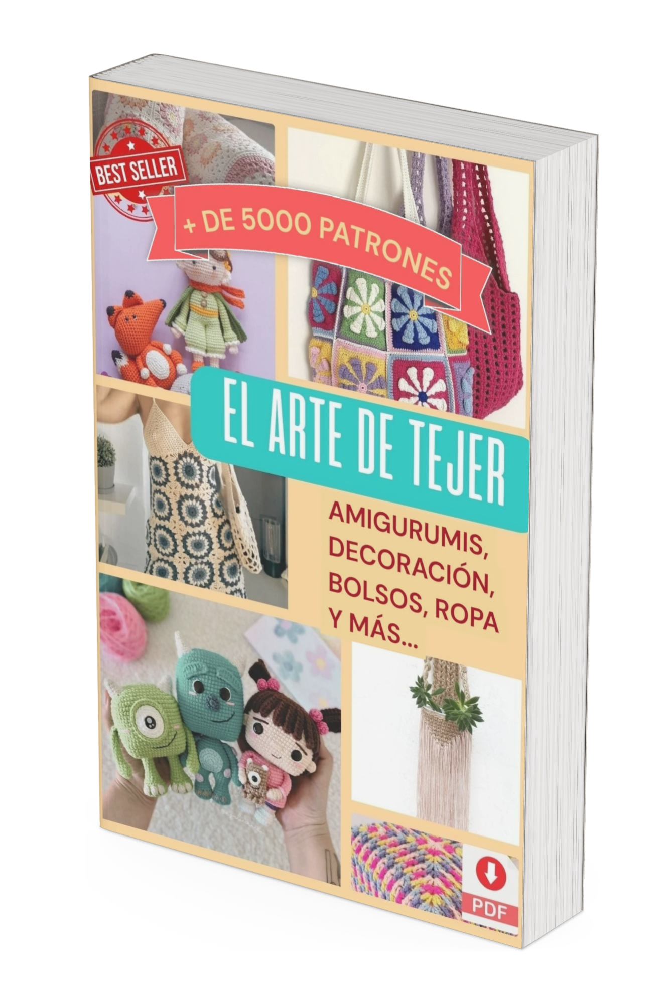 EL ARTE DE TEJER: Domina las bases del crochet en 1 día —Libro Digital con 5.000 patrones + 7 bonos de regalo