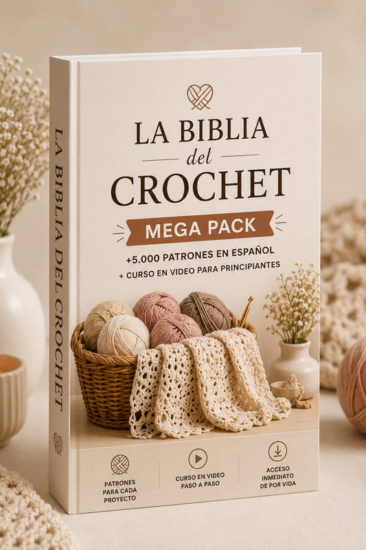 LA BIBLIA DEL CROCHET — Curso en Video para Principiantes + Mega Pack con +5.000 Patrones en Español  + 4 Bonus
